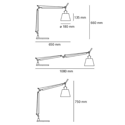 Artemide Tisch TOLOMEO BASCULANTE Body Fuß-Alu/Schirm 18cm