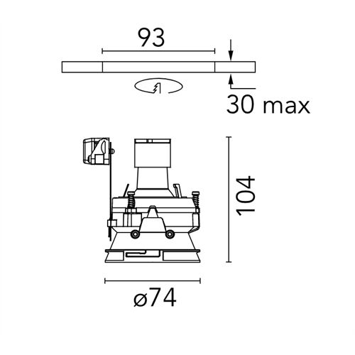 FLOS Architectural Einbau KAP 80 Adjust 360/20° Rund PAR16 GZ10