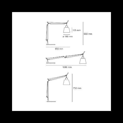 Artemide TOLOMEO BASCULANTE Tavolo E27 Bod -Schirm 18cm