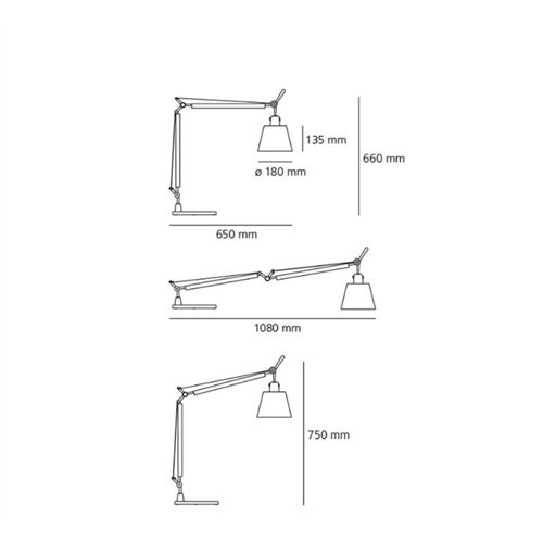 Artemide Tisch TOLOMEO BASCULANTE Body Fuß-Alu/Schirm 18cm