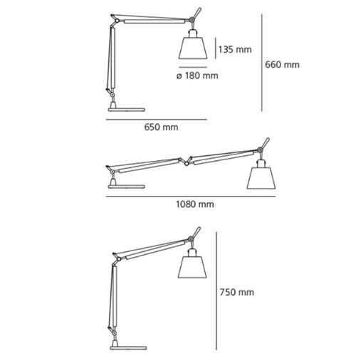Artemide Klemm TOLOMEO BASCULANTE Body/Fuß-Alu/Schirm 18cm