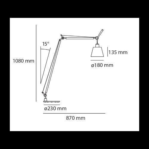 Artemide TOLOMEO BASCULANTE FLOOR E27 LED11W Fuß Schirm18cm