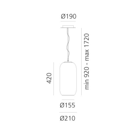 Artemide Glaspendel GOPLE E27 D=210 H=420 Pendel 1300