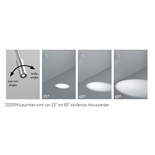 DLS flexieble Wandleuchte ZOOOM T 2W 15-60° 3000K