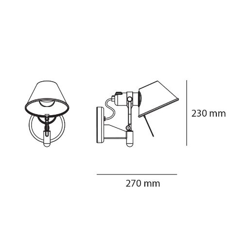 Artemide Wandleuchte TOLOMEO FARETTO mit Schalter, E27