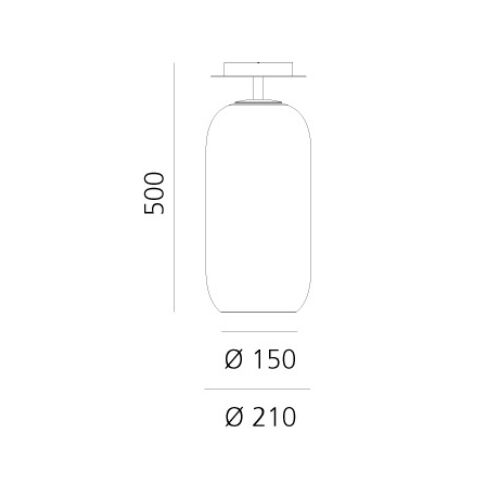 Artemide Ersatzglas GOPLE D210 H420mm geblasen.Glas-Verlauf