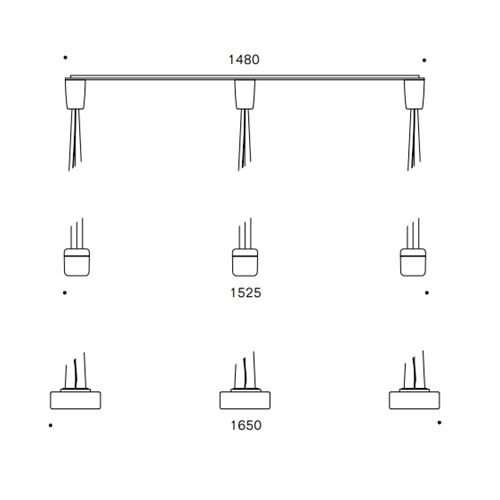 SERIEN Baldachinprofil 3 Leuchten / L=1480 B=80 H=15mm