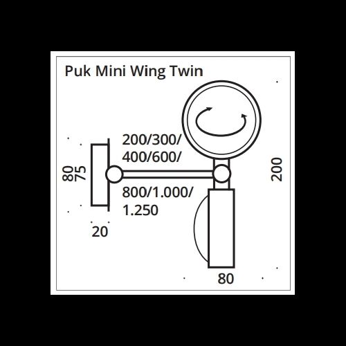 Top Light Puk Mini Wing Twin Wall 2x 8W 20cm Up/Down