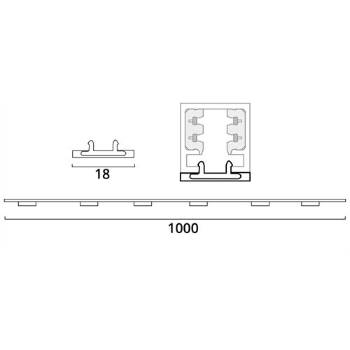 2~TRACK 240V Blindabdeckung für 2~Schiene B=18 L=1000mm