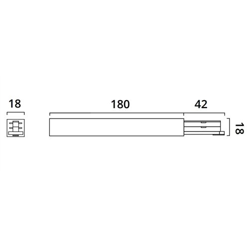 2~TRACK 240V Endeinspeisung 2~Schiene L=180 18x18mm 2x240V