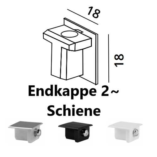 2~TRACK 240V Endkappe 2~Stromschiene 18x18mm Kunststoff