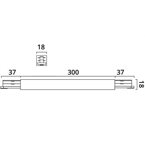 2~TRACK 240V Mitteleinspeisung 2~/schmal L300 18x18mm 2x240V