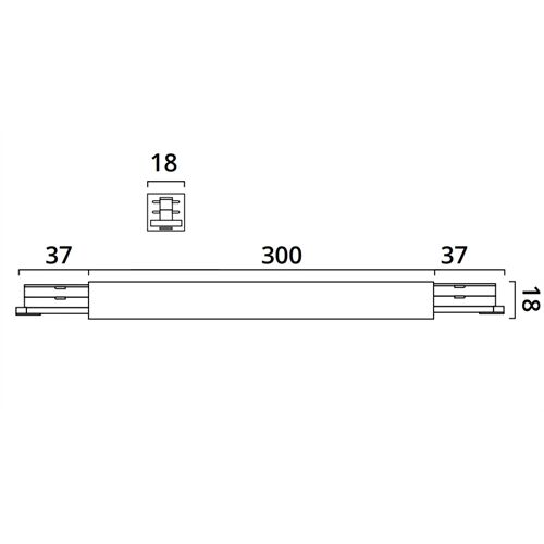 2~TRACK 240V Mitteleinspeisung 2~/schmal L300 18x18mm 2x240V