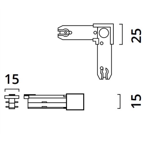 2~TRACK 240V Eckverbinder 90° 2~Schiene L25/25 18x18mm