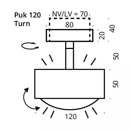 Top Light Puk! 120 Turn,up&downlight LED 2x10W 1662Lm 2700K