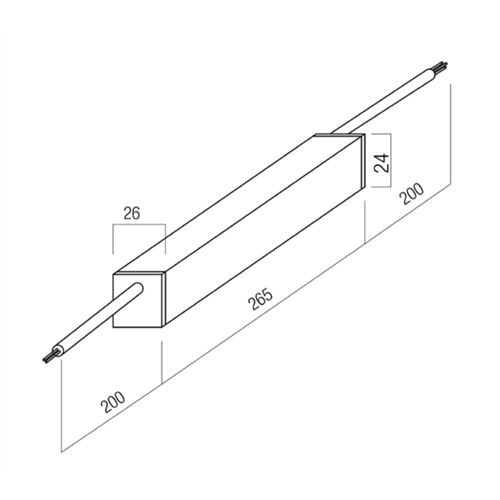 ARELUX XLOOP DRIVER 200W 48V/230V 26x24x265mm