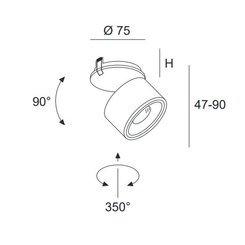 DLS CLIPPO S EP 1x9,5W LED 34° D=75 dimb.1910K-3000K