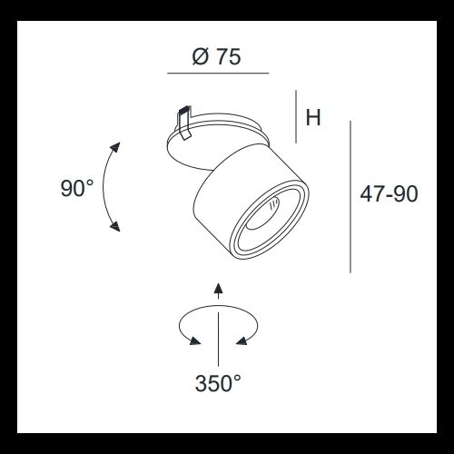 DLS CLIPPO S EP 1x9,5W LED 34° D=75 dimb.1910K-3000K