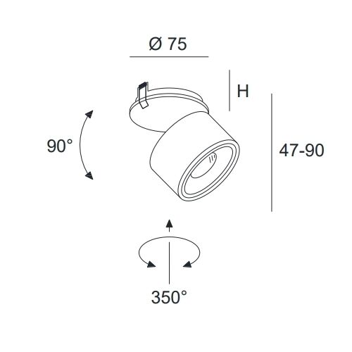DLS CLIPPO S EP 1x9,5W LED 34° D=75 dimb.1910K-3000K