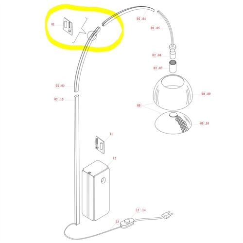 FLOS Ersatzteile Schraubenset für ARCO Auslegearm