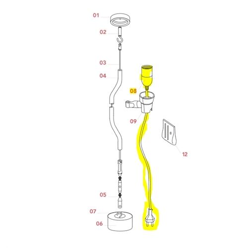 FLOS Ersatzteile Kabel mit Fassung On/Off Schalter für Parentesi