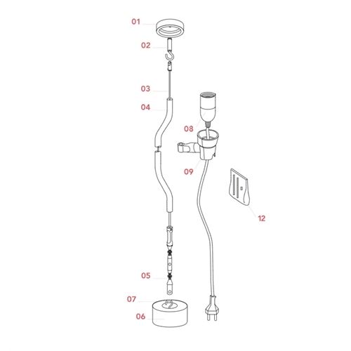 FLOS Ersatzteile Kabel mit Fassung On/Off Schalter für Parentesi