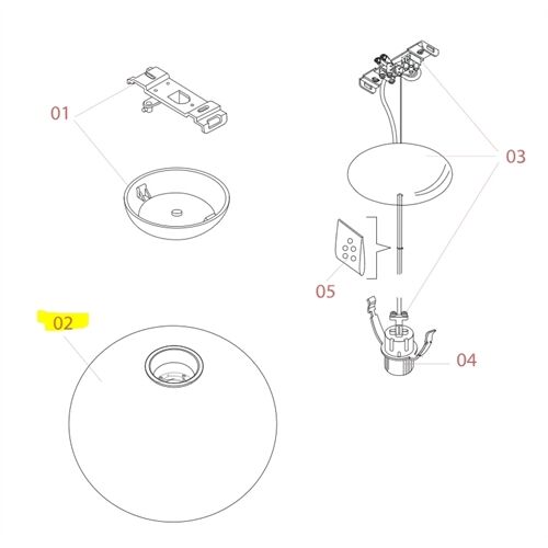 FLOS Ersatzteile Glo Ball 1 Opalglas weiß D=330 H=270 mit Sockel