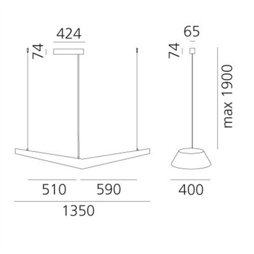Artemide Mouette Symmetric 1350 DALI dim 68W 3000K 6107Lm