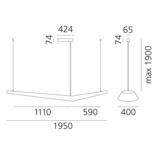 Artemide Mouette Asymmetric 1950 DALI dim 85W 3000K 8180Lm