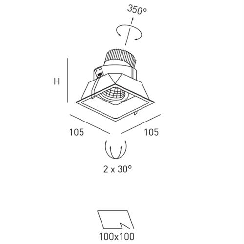 DLS CREDO Einbau 105x105mm schwb.30° Fassung Gu10