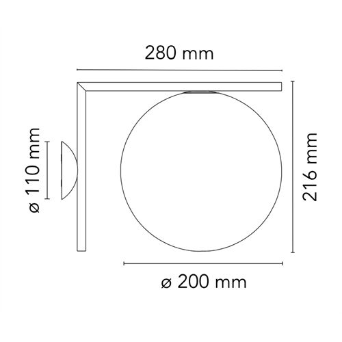 FLOS IC C/W1 Opalglaskugel weiß D=200 mit Fassung E14
