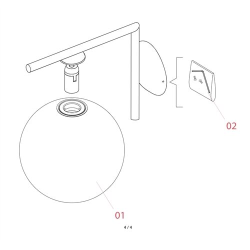 FLOS IC C/W1 Opalglaskugel weiß D=200 mit Fassung E14