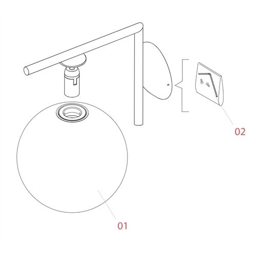 FLOS Ersatzteile Ersatzglas IC 1 D=200mm Opalglas gläzend / Metall