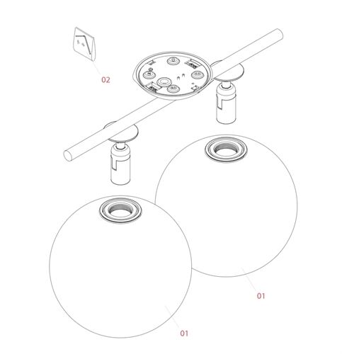 FLOS Ersatzteile Ersatzglas IC 1 D=200mm Opalglas gläzend / Metall