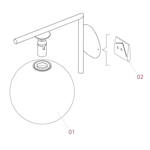 FLOS Ersatzteile Ersatzglas IC 1 D=200mm Opalglas gläzend / Metall