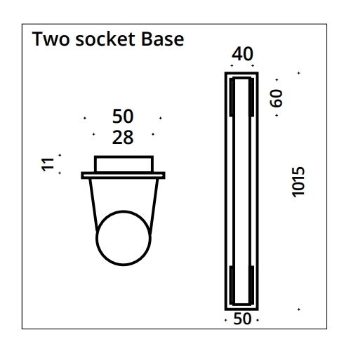 Top Light TWO-Socket Base S14d ohne LED Stablampe, L=100cm