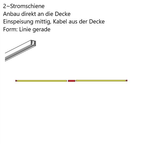 2~TRACK 240V System: Stromschine 4m-Mitteneinspeiser-Enstücke