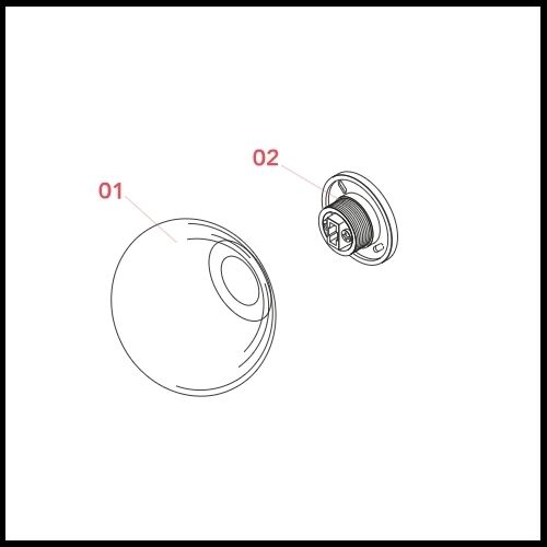 FLOS MINI GLO-BALL Wand/Decke D=112 A=85mm G9 IP44