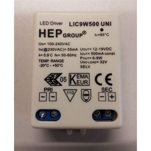 HEP Treiber 6-9W 500mA 12-19V 65x39x20mm