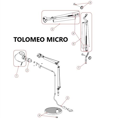 Artemide Ersatzteile Gelenkgabel für Tolomeo Micro L=55 B=15 H=12mm