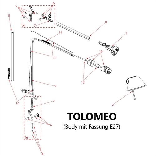 Artemide Ersatzteile GELENKGABEL TOLOMEO MEGA, Tavolo (Tisch) & Mini