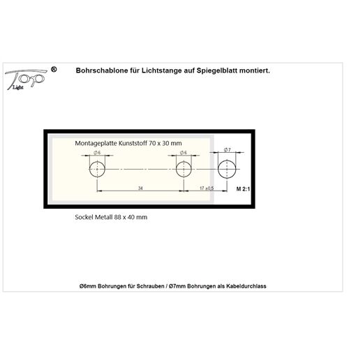 Top Light LICHTSTANGE Sockel für Linestra S14d 40x48x88mm