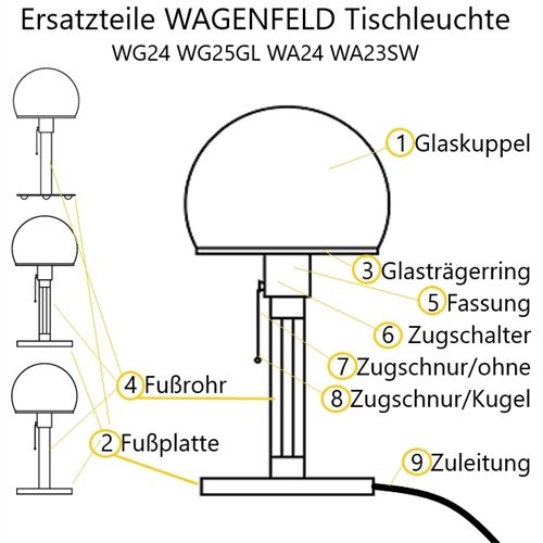 TECNOLUMEN Fassung Nickel komplett/Schalter/ohne Zugschnur