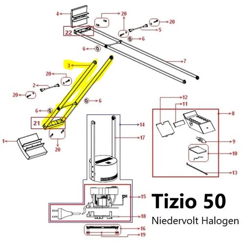 Artemide Ersatzteile unterer Rahmen TIZIO 50 Gewichtshalter/Verbinder