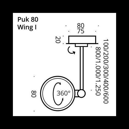 Top Light PUK! PRO 80 Wing I Wall 300 2x8W 1320Lm 2700K