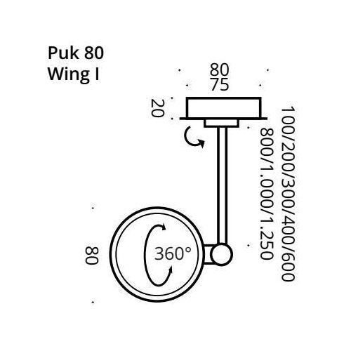 Top Light PUK! PRO 80 Wing I Wall 300 2x8W 1320Lm 2700K