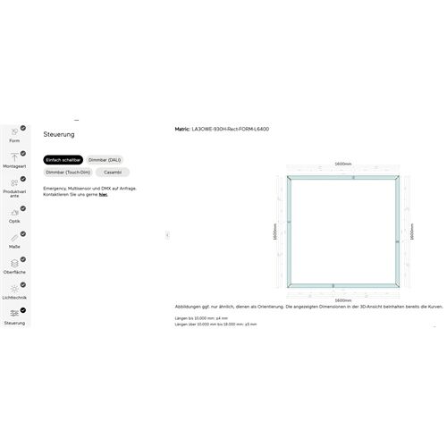 Lightnet Matric 55-A3 Lichtsystem 1600x1600 H=75 3000K opal
