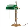 BerlinerMessinglampe Banker´s Lamp E27 Glas Grün Messingfuß Quadratisch