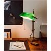 BerlinerMessinglampe Banker´s Lamp E27 Glas Grün Messingfuß Quadratisch