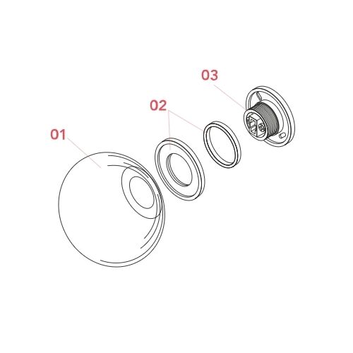 FLOS MINI GLO-BALL C/W Mirror G9 D=112 Bohrung 60/35mm